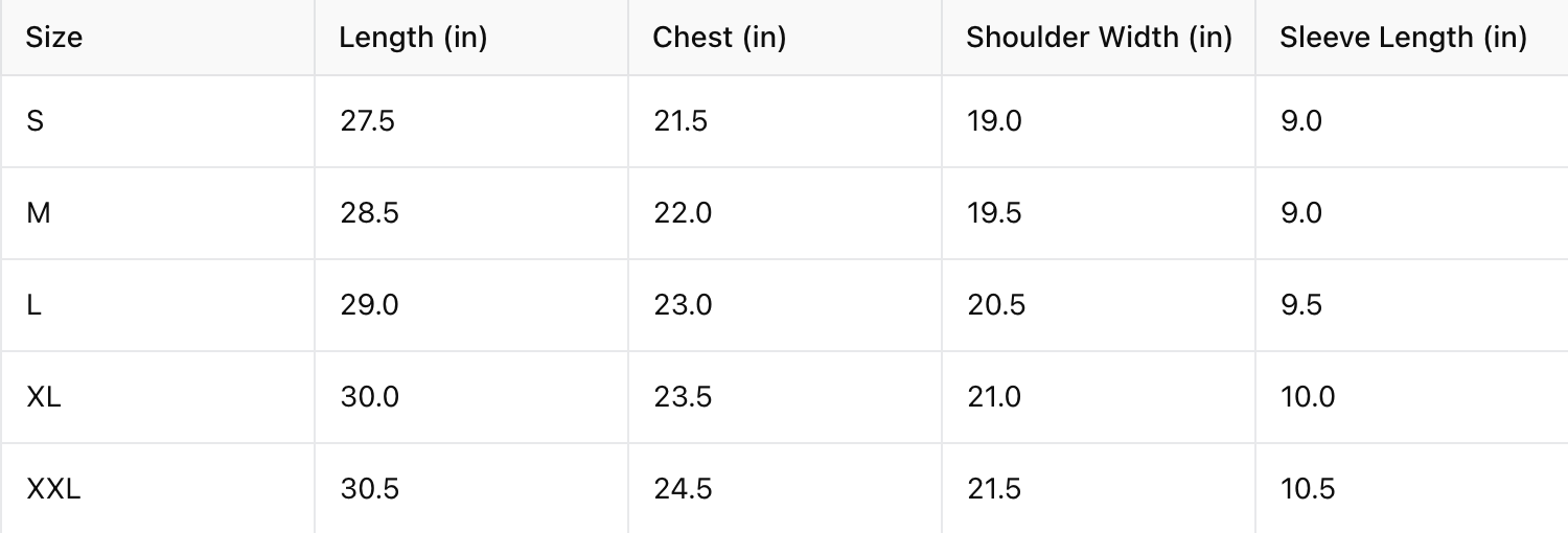 size chart